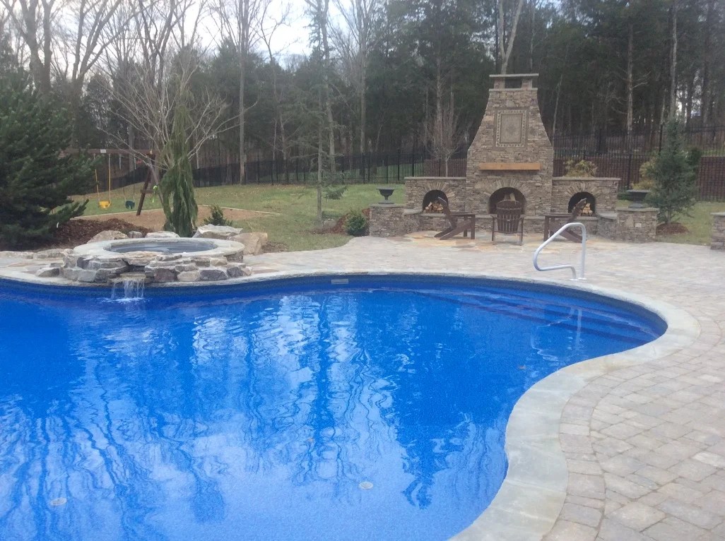 Newly paved swimming pool deck area