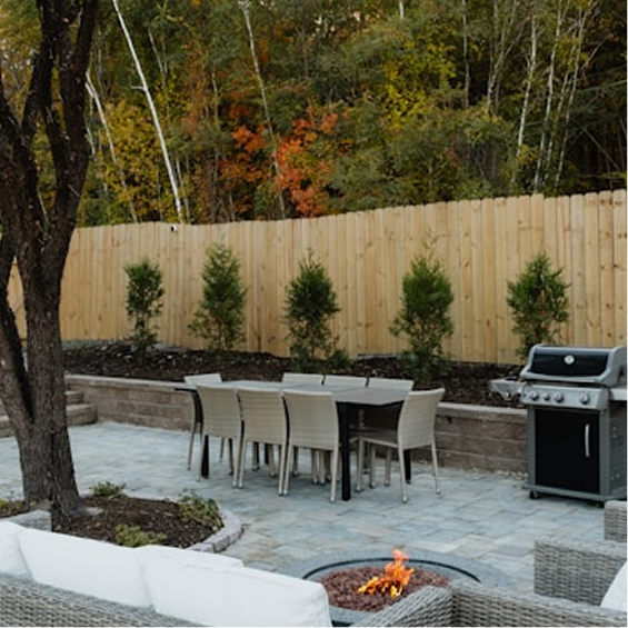 Matching seat walls or paver patios